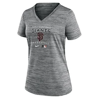 T-shirt à encolure en V Velocity Performance pour femme Nike San Francisco Giants Authentic Collection anthracite