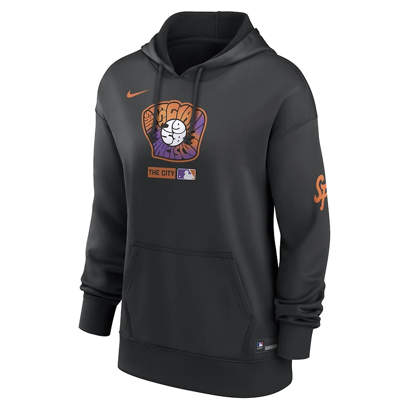 Sweat à capuche Nike City Connect Therma Authentic collection de la San Francisco Giants pour femme, noir