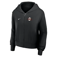 Sweat à capuche court Nike noir San Francisco Giants pour femme, entièrement zippé