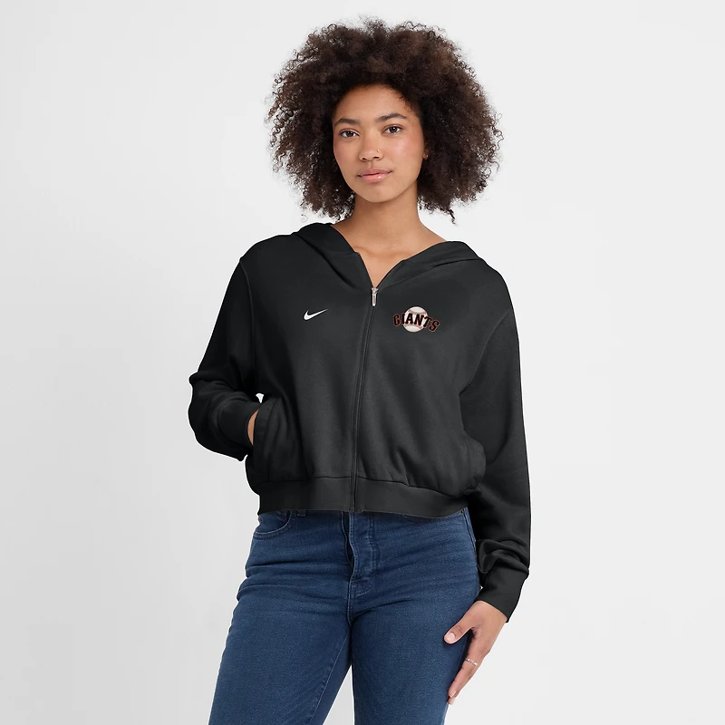 Women's Nike Black San Francisco Giants Cropped Chill Full-Zip Hoodie