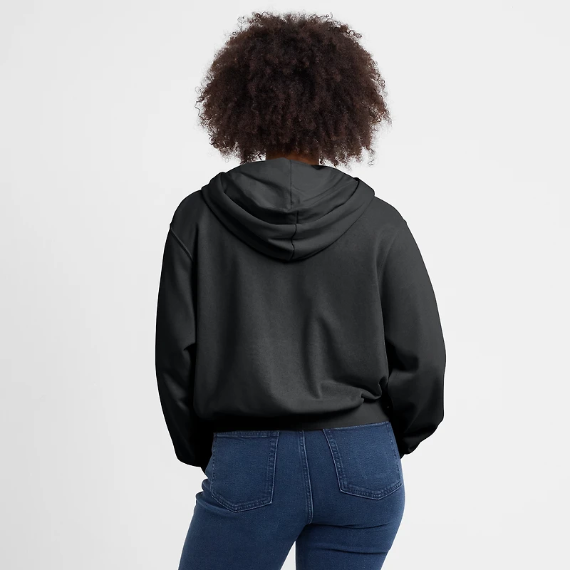 Sweat à capuche court Nike noir San Francisco Giants pour femme, entièrement zippé
