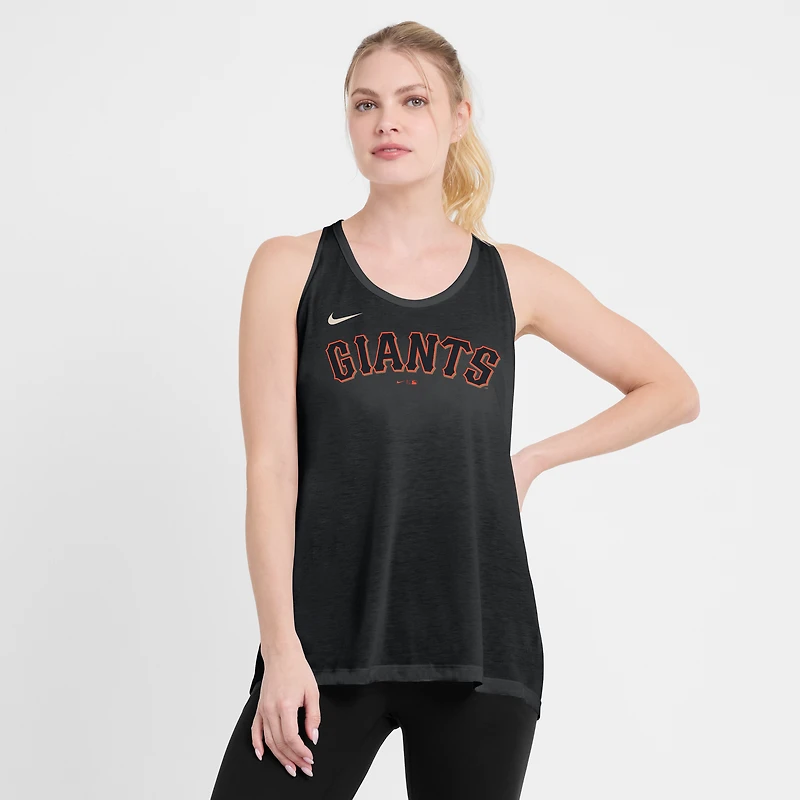 Women's Nike Black San Francisco Giants Open-Back Crisscross Dri-FIT Tank Top