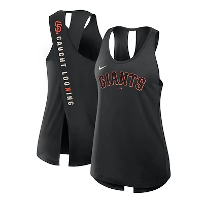 Women's Nike Black San Francisco Giants Open-Back Crisscross Dri-FIT Tank Top