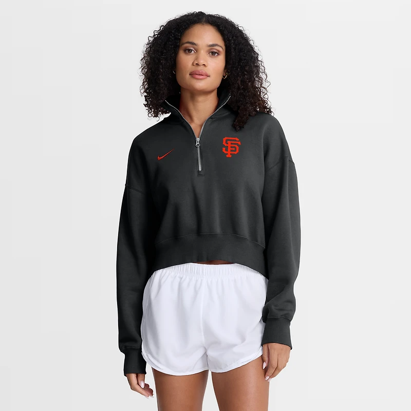 Women's Nike Black San Francisco Giants Primetime Phoenix Fleece Half-Zip Sweatshirt