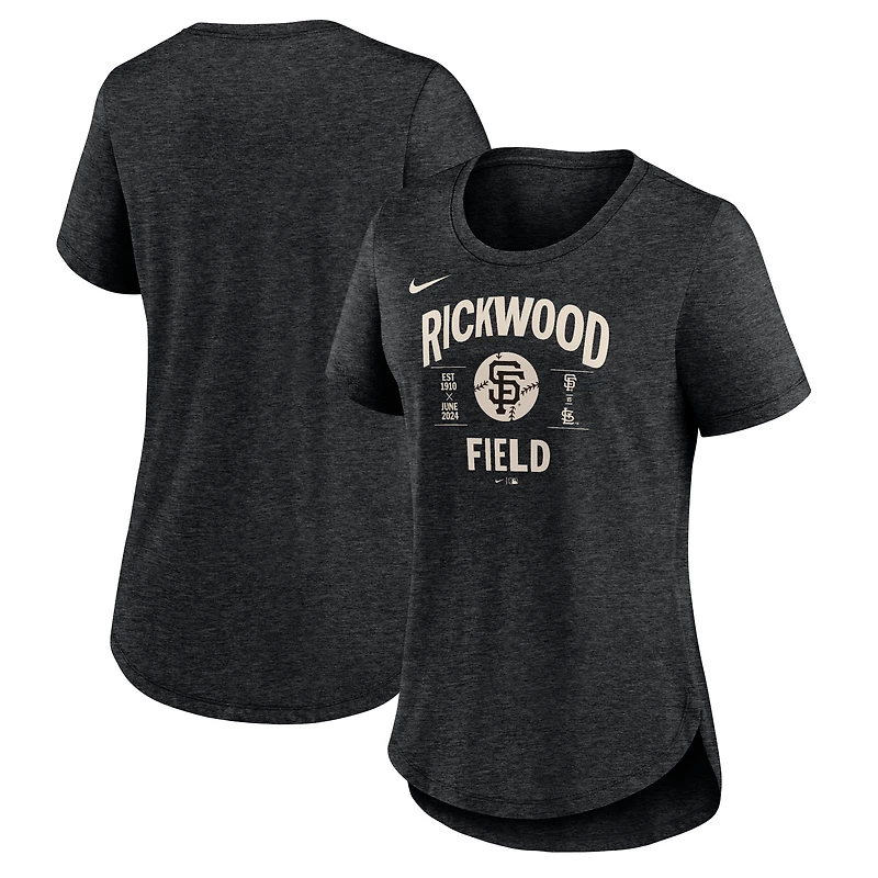 Women's Nike Heather Black San Francisco Giants 2024 Rickwood Classic Tribute Tri-Blend T-Shirt