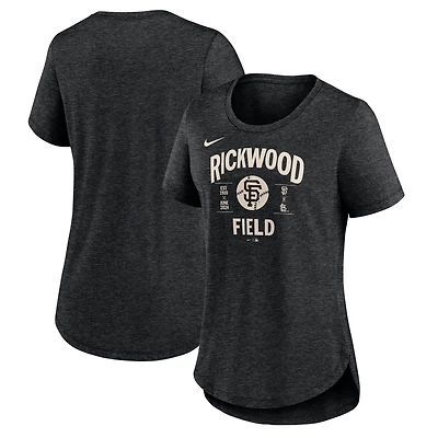Women's Nike Heather Black San Francisco Giants 2024 Rickwood Classic Tribute Tri-Blend T-Shirt