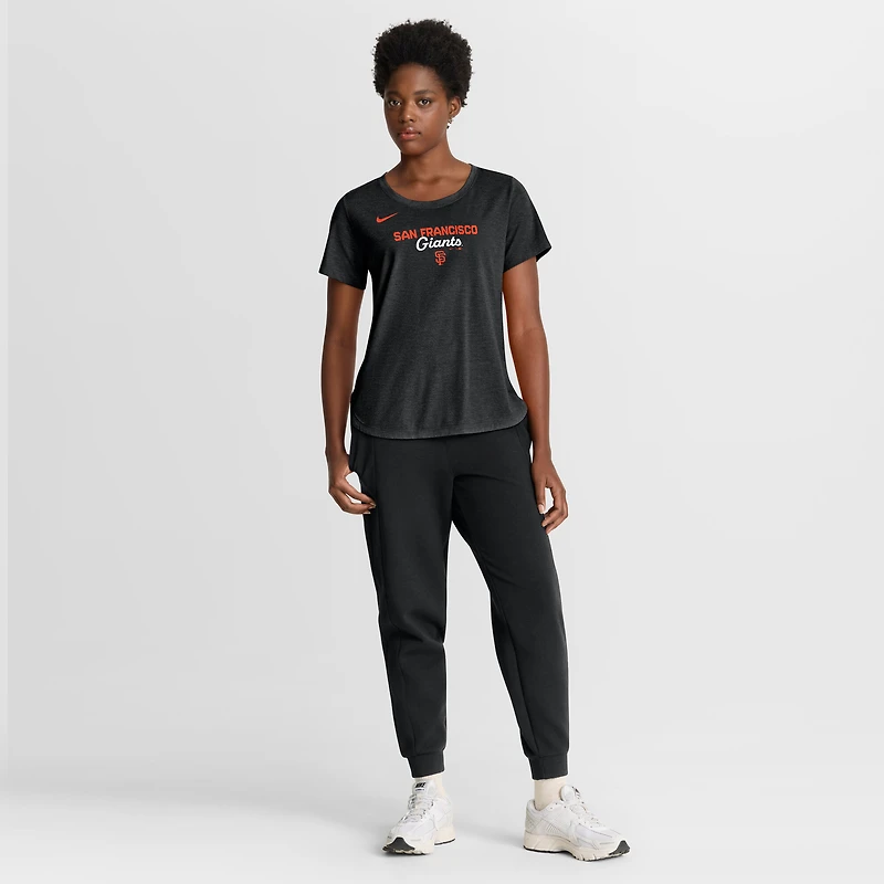 T-shirt Nike Heather Black San Francisco Giants pour femme, en mélange de trois matières, avec logo arqué.