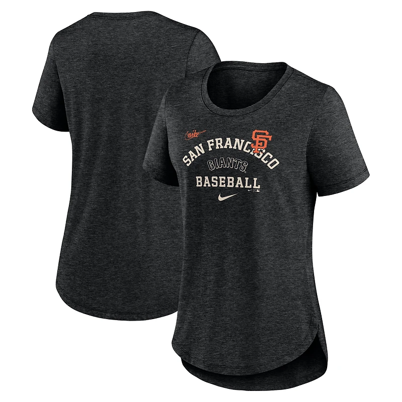 T-shirt Nike pour femme, noir chiné, San Francisco Giants Rewind Arch Mix Tri-Blend
