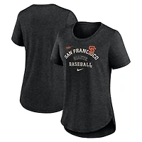 T-shirt Nike pour femme, noir chiné, San Francisco Giants Rewind Arch Mix Tri-Blend