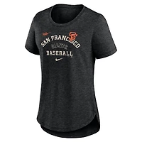 Women's Nike Heather Black San Francisco Giants Rewind Arch Mix Tri-Blend T-Shirt