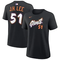 T-shirt Nike Jung Hoo Lee noir San Francisco Giants City Connect pour femme, avec nom et numéro