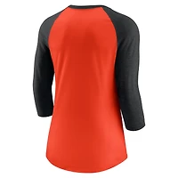 T-shirt à manches 3/4 raglan Nike Giants de San Francisco Next Up pour femme, orange/noir