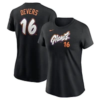 T-shirt Nike Rafael Devers noir pour femme, San Francisco Giants 2025 City Connect Fuse, nom et numéro