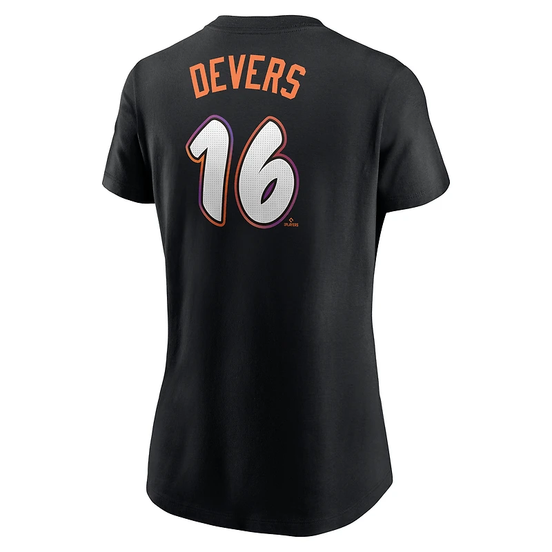 T-shirt Nike Rafael Devers noir pour femme, San Francisco Giants 2025 City Connect Fuse, nom et numéro