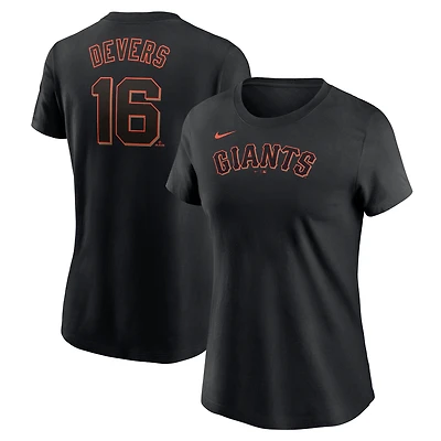 T-shirt Nike Rafael Devers noir pour femme avec nom et numéro des Giants de San Francisco
