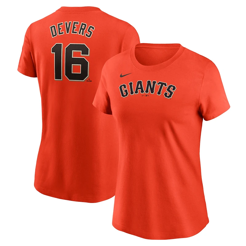 Women's Nike Rafael Devers Orange San Francisco Giants  Name & Number T-Shirt