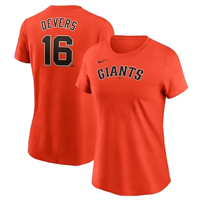 Women's Nike Rafael Devers Orange San Francisco Giants  Name & Number T-Shirt