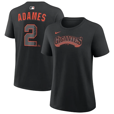 T-shirt Nike Willy Adames noir pour femme, avec nom et numéro des Giants de San Francisco