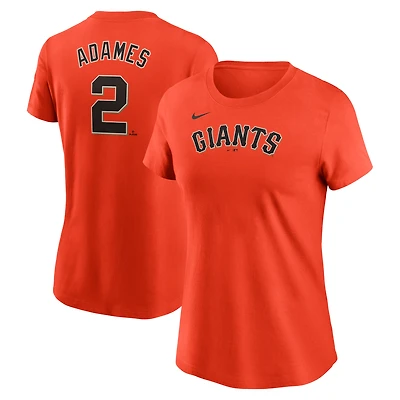 T-shirt Nike Willy Adames orange San Francisco Giants Cooperstown Collection Fuse avec nom et numéro pour femme