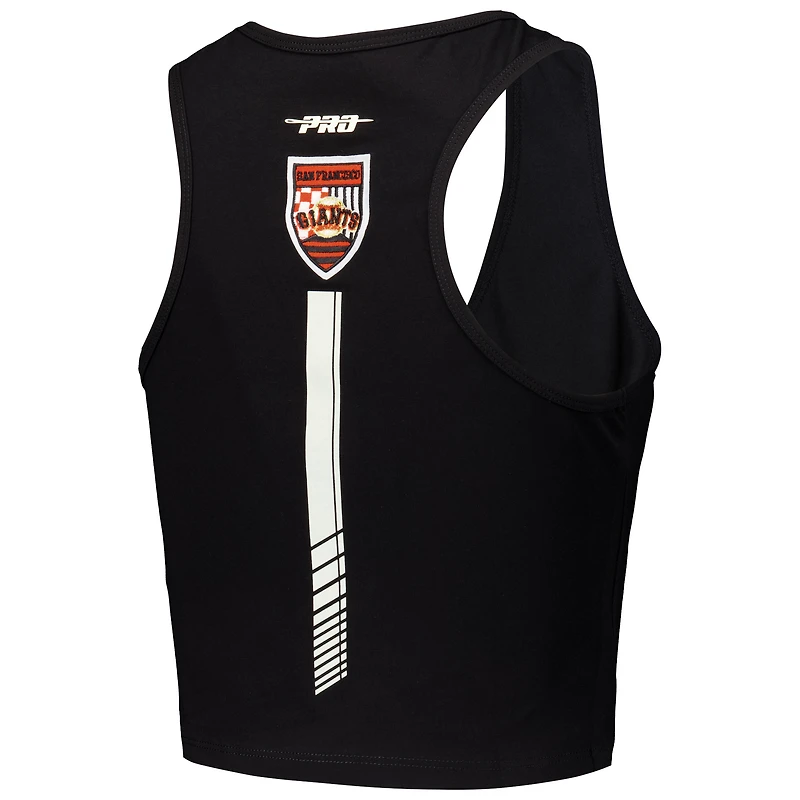 Women's Pro Standard Black San Francisco Giants Fast Lane Fitted Tri-Blend Cropped Tank Top