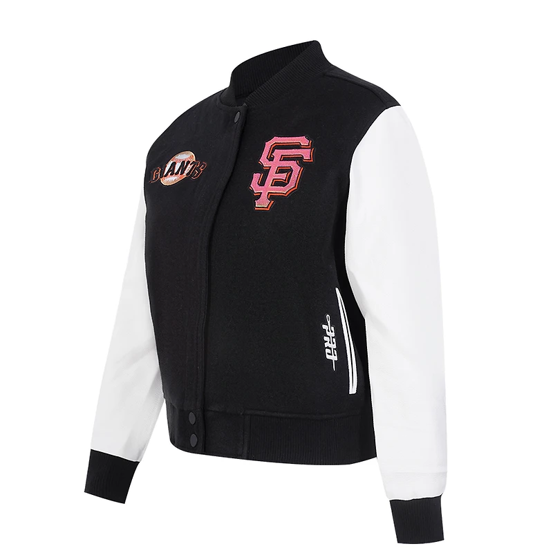 Women's Pro Standard Black San Francisco Giants Game Day Classics Wool Varsity Jacket