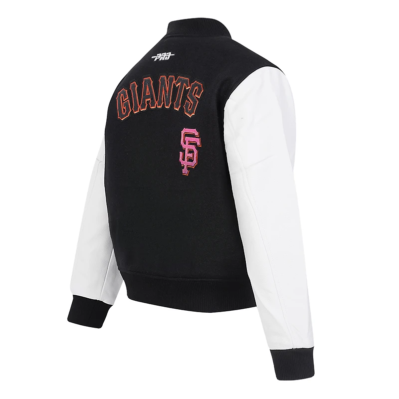 Women's Pro Standard Black San Francisco Giants Game Day Classics Wool Varsity Jacket