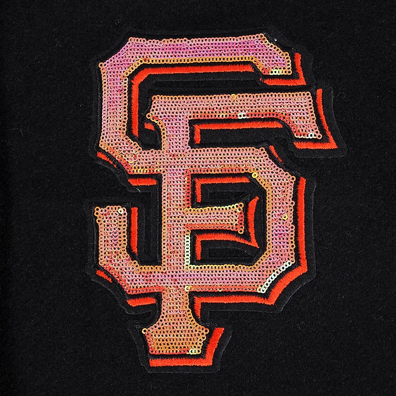 Women's Pro Standard Black San Francisco Giants Game Day Classics Wool Varsity Jacket