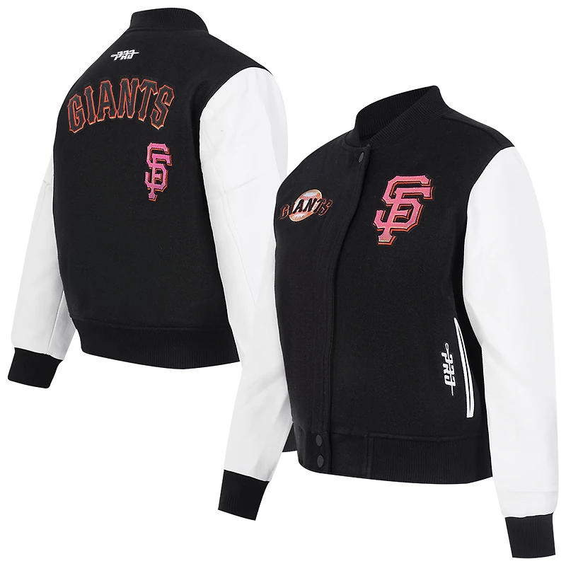 Women's Pro Standard Black San Francisco Giants Game Day Classics Wool Varsity Jacket
