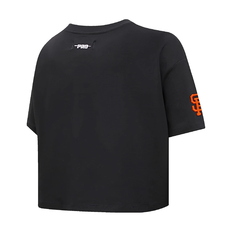 Women's Pro Standard Black San Francisco Giants Painted Sky Boxy Cropped T-Shirt