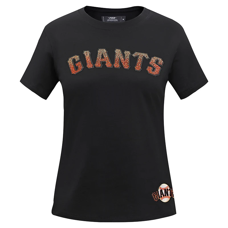 Women's Pro Standard  Black San Francisco Giants Rhinestone Slim Fit T-Shirt