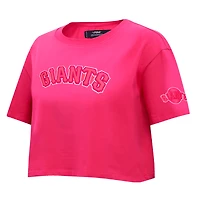 Women's Pro Standard Pink San Francisco Giants Triple Boxy Cropped T-Shirt