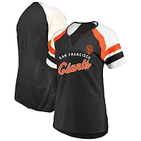 T-shirt à encoche arquée noir pour femme avec profil des Giants de San Francisco