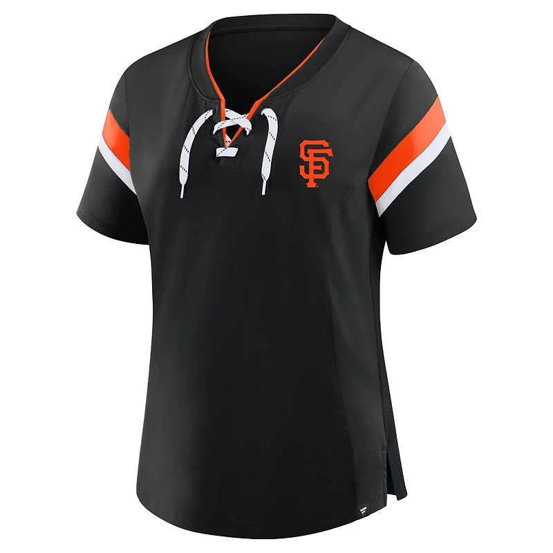 Profil du t-shirt à lacets noir des Giants de San Francisco pour femmes