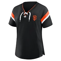 Profil du t-shirt à lacets noir des Giants de San Francisco pour femmes