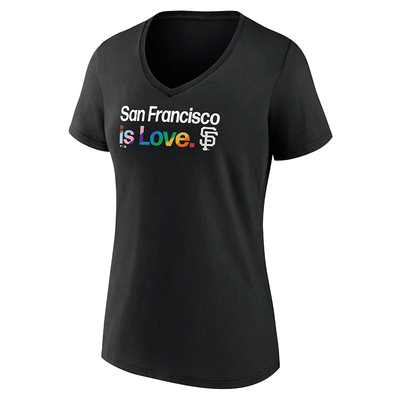 Women's Profile Black San Francisco Giants Plus Pride V-Neck T-Shirt