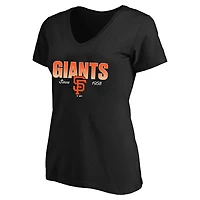 T-shirt à col en V noir grande taille avec logo des Giants de San Francisco (profil femme)