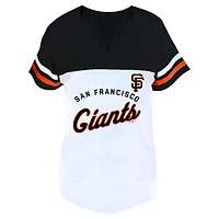 Women's Profile White/Black San Francisco Giants Plus Two-Stripe V-Neck T-Shirt