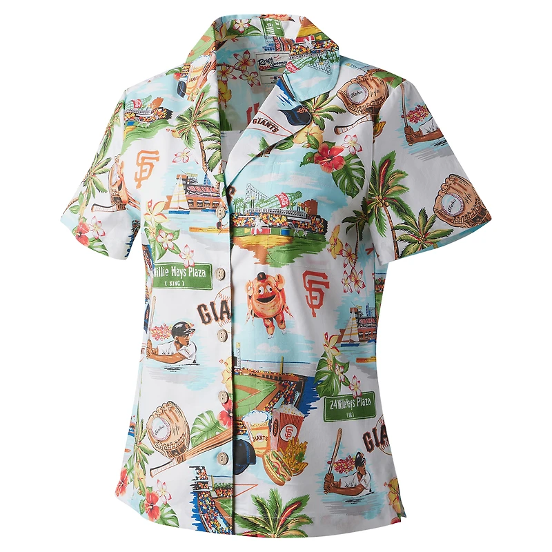 Chemise boutonnée panoramique Reyn Spooner pour femmes, blanche, San Francisco Giants