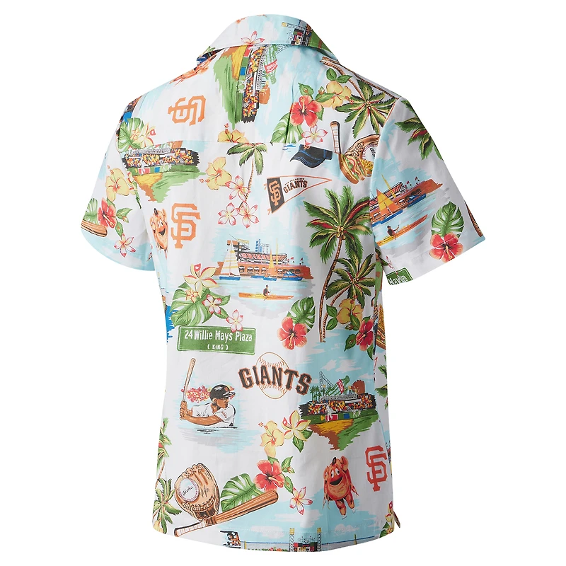 Chemise boutonnée panoramique Reyn Spooner pour femmes, blanche, San Francisco Giants
