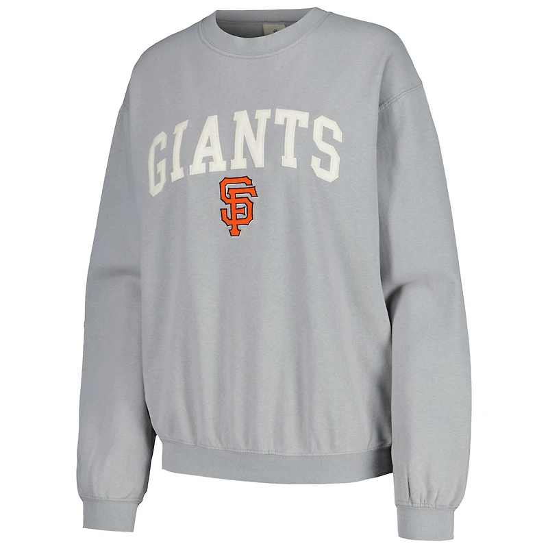 Women's Soft as a Grape Gray San Francisco Giants Pigment Dye Pullover Sweatshirt