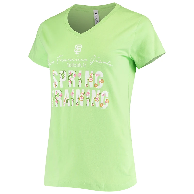 T-shirt a col en V fleuri et inscription « Soft as Grape Green » pour femme, avec les Giants de San Francisco.