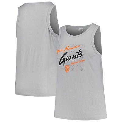 Women's Soft as a Grape Steel San Francisco Giants Plus Curvy High Neck Tri-Blend Tank Top