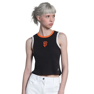 Women's Starter  Black San Francisco Giants Cooperstown Play the Ball Cropped Tank Top