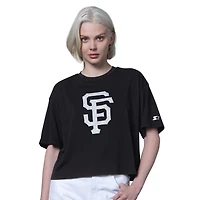 T-shirt court noir pour femme, coupe boxy, motif Saint Graal des Giants de San Francisco