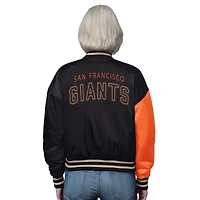 Women's Starter Orange/Black San Francisco Giants Offside Cropped Full-Snap Varsity Jacket