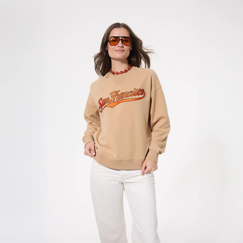 Sweat-shirt Terez Brown San Francisco Giants pour femme, motif nuage en relief