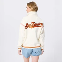 Women's Terez  Cream San Francisco Giants Baseball Stitch Quarter-Zip Pullover