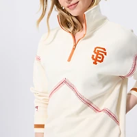 Women's Terez  Cream San Francisco Giants Baseball Stitch Quarter-Zip Pullover