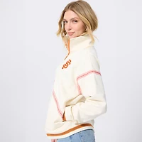 Women's Terez  Cream San Francisco Giants Baseball Stitch Quarter-Zip Pullover