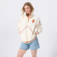 Pull à col zippé Terez crème pour femme, motif baseball des Giants de San Francisco